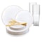 Smarty Had A Party White with Gold Rim Organic Round Disposable Plastic Wedding Value Set, 720PK 930WHGVS120 - alternate 1